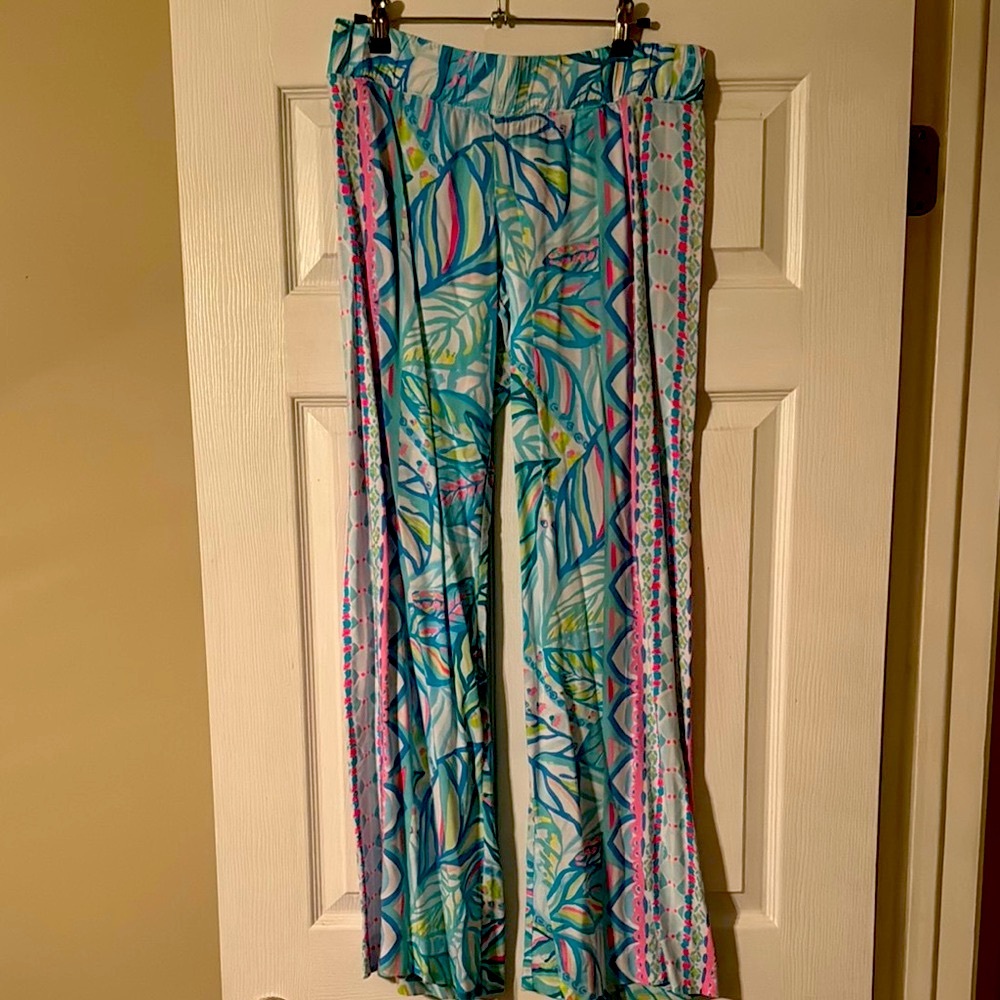 Lilly Pulitzer Vibrant Blue and Pink Patterned Pants